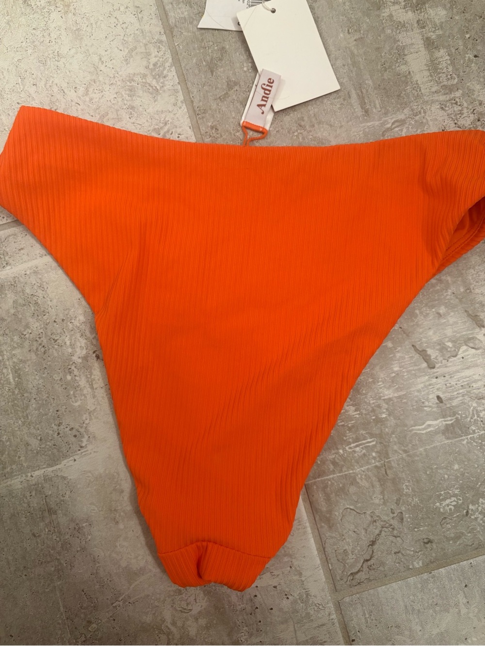 Andie Vibrant Orange Ribbed Swim Brief - Picture 4 of 5